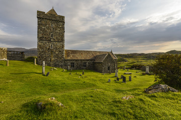 Scottish church St. Clement, ancient capel on Harris and Lewis Island, Outer Hebrides, Highlands,...