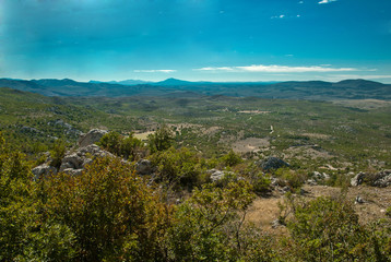 Naklejka premium Montenegro mountains, view of rocky green hills