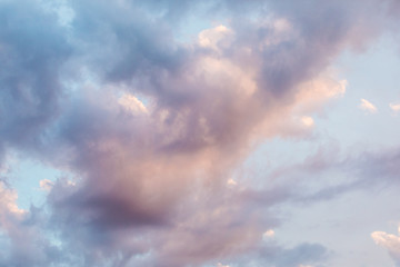 The sky in pink - purple colors. Beautiful bright sky in Thailand, Asia
