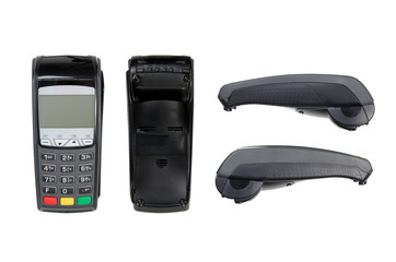 Payment terminal isolated on white. Top, bottom, sides, texture