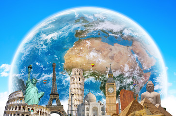 Famous landmarks of the world connected to each other