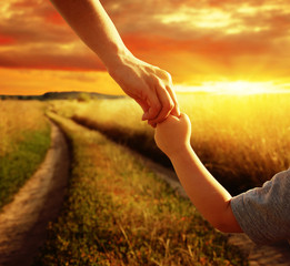 hands of the parent and litlle child
