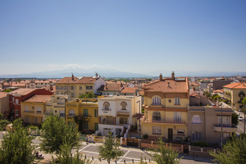 Fototapeta na wymiar Panoramic view of the french town Perpignan