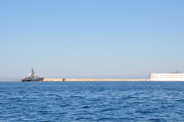 Russian warship in the port of Sevastopol, Crimea