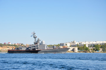 Russian warship in the port of Sevastopol, Crimea