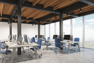 Office with metal pillars, corner