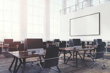 Open office with whiteboard, toned