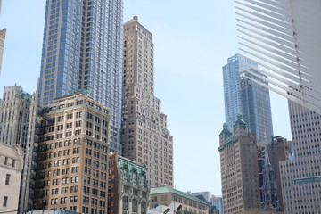 Fototapeta na wymiar Skyscrapers of New York's financial district