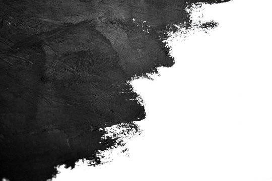 Fototapeta czarny pędzel gładzi farby olejne na białym papierze. Pojedynczo na białym tle. Streszczenie kreatywnych tle