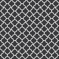 Naklejka na ściany i meble Seamless black and white vintage Persian outline interlocking pattern vector