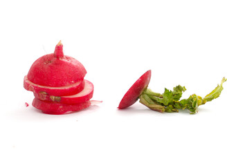 spring vegetables, fresh, radish slices