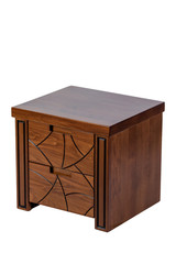 Wooden furniture isolated on white. Brown nightstand.