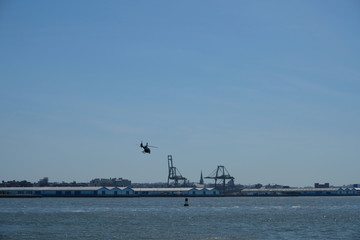 Helicopter flight over New York