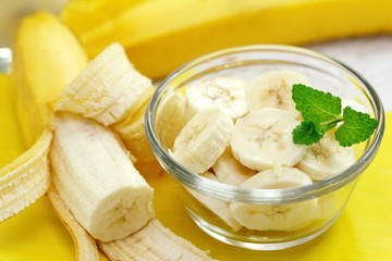 Fresh sliced bananas