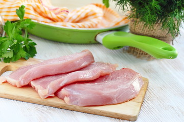 Chicken fillet iprepared for frying