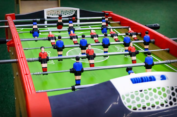 Table game with figures - football. Close-up.