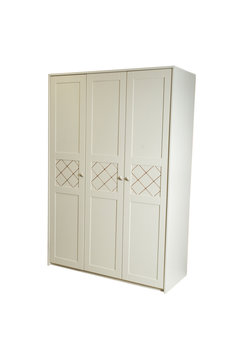 Furniture. Three-section wardrobe isolated on white, with clipping path