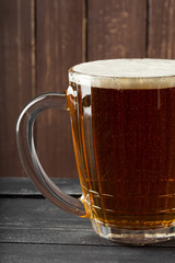 beer glass on a wooden background