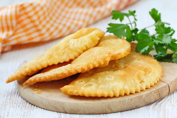 National cuisine. Fried meat pie cheburek