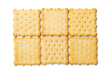 Cracker cookies isolated on white background