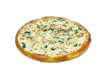Italian pizza with salmon. close up