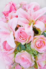 Pink fake roses,Plastic roses - Lot of artificial flowers