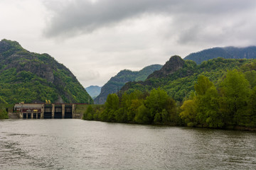 Fototapeta na wymiar A Dam on the River Olt (Romania) 