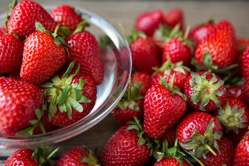 freshly strawberries in the bowl.