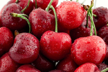 Ripe cherries on a white background isolated.