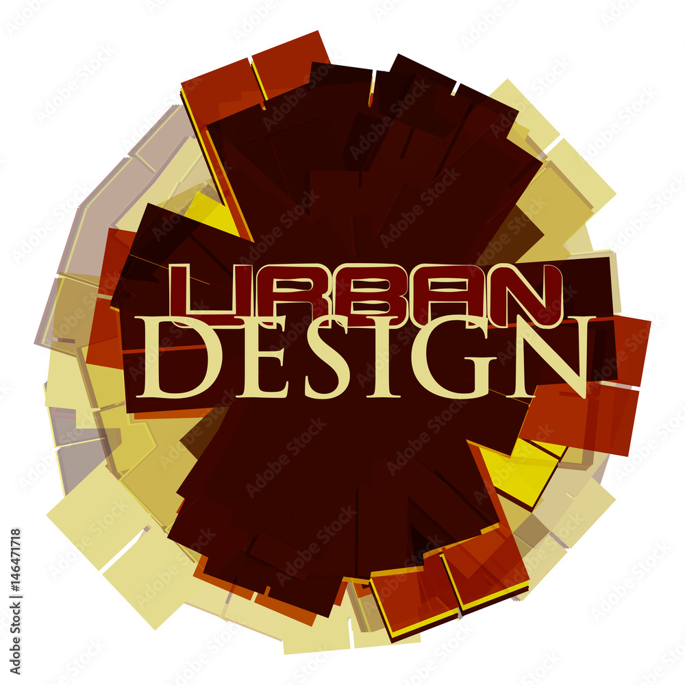 Poster brown urban design abstraction. vector graphic typography