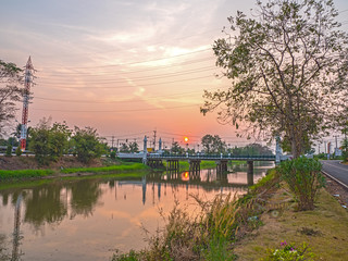 sunset above the bridge