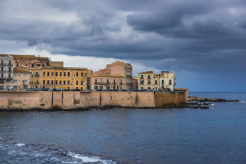 Fototapeta na wymiar Old part of Syracuse - Ortygia isle, Sicily, Italy