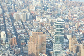 Fototapeta premium Zobacz w wieżowcach New York Downtown z One World Trade Center