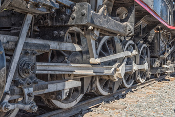 Fototapeta premium Wheels of a Class CRB steam engine in Ashton