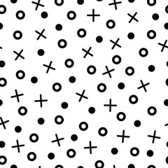 Minimalistic seamless memphis black and white pattern.