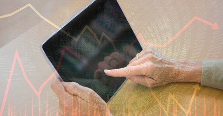 Digital composite image of hands using tablet PC - Powered by Adobe