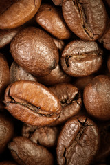 Coffee beans macro wallpaper. Roasted coffee beans as Brown background