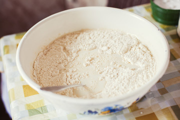 Preparing batter for pancakes