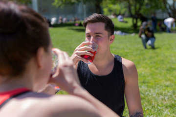 Man Drinking In Yerba Buena Park