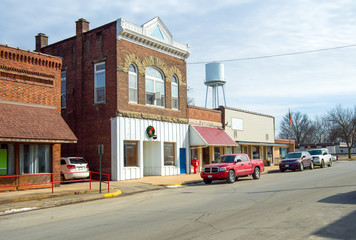 Small town USA midwest main street commercial buildings and storefronts Homer Illinois - obrazy, fototapety, plakaty