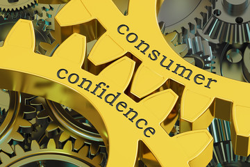 Consumer Confidence concept on the gears, 3D rendering