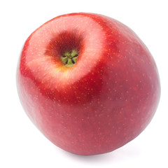 red juicy shiny apple on white background, isolated, high quality photo