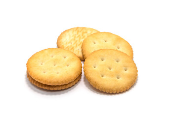 Cracker cookies cream on white background.
