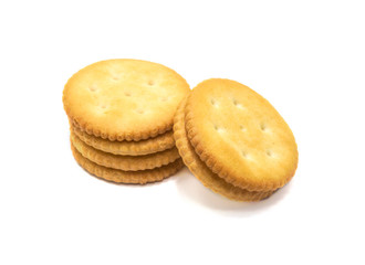 Fototapeta na wymiar Cracker cookies cream on white background.