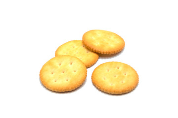 Cracker cookies cream on white background.