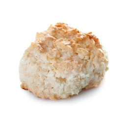 Delicious coconut macaroon on white background