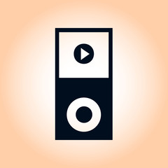 Portable media player icon. Flat design style. 