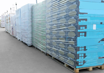 Packs with goods for wholesale distribution outdoors