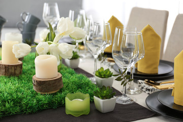 Beautiful festive table setting, closeup