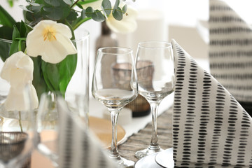 Beautiful festive table setting, closeup